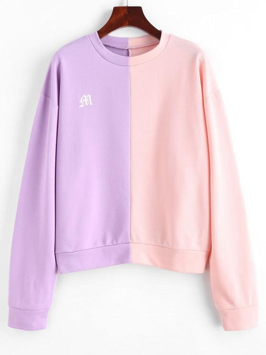 Graphic Two Tone Drop Shoulder Sweatshirt - LuckyFash™