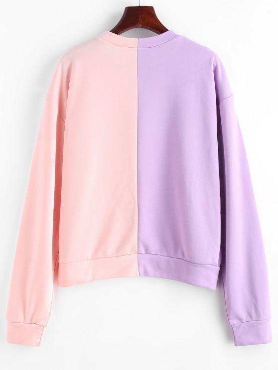 Graphic Two Tone Drop Shoulder Sweatshirt - LuckyFash™