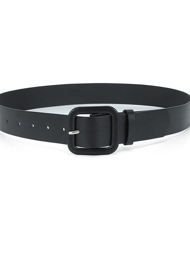 Women's Unisex PU Buckle Belt PU Leather Prong Buckle Plain Classic Casual Party Work Violet Black Pink Brown - LuckyFash™