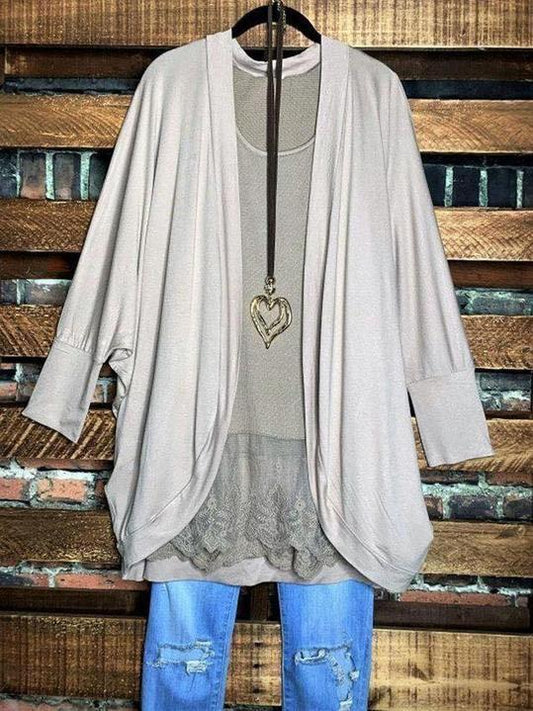 Gray Casual Plain Outerwear - LuckyFash™