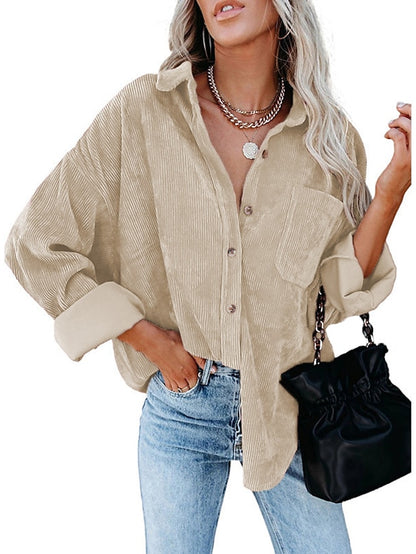 Jacket Basic Solid Colored Classic Shirt Collar Stard Spring &  Fall Light Pink Darkblue Green Purple Pink for Women - LuckyFash™