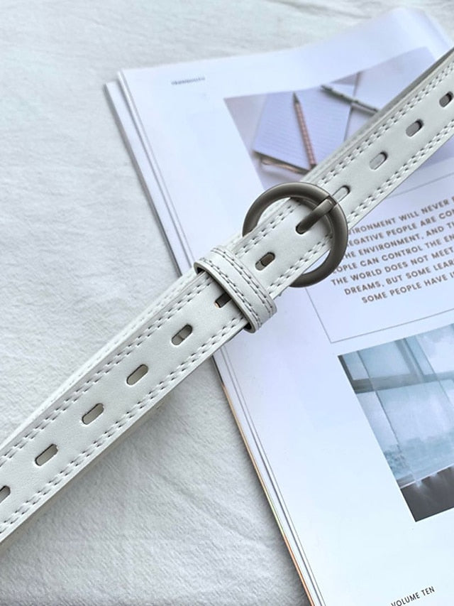 Women's Unisex PU Buckle Belt PU Leather Prong Buckle Plain Casual Classic Party Daily White Black Brown - LuckyFash™