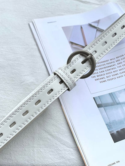 Women's Unisex PU Buckle Belt PU Leather Prong Buckle Plain Casual Classic Party Daily White Black Brown - LuckyFash™