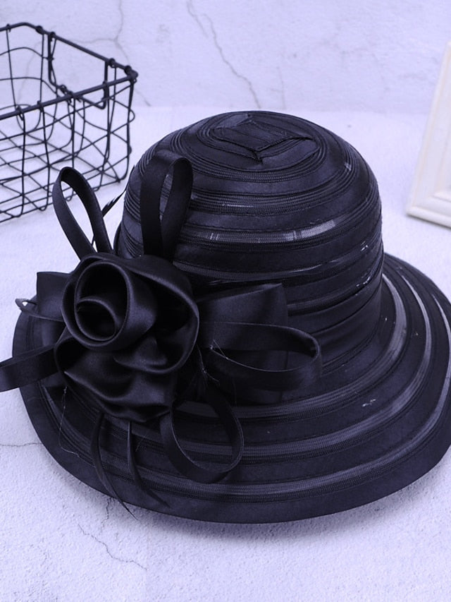 Women's Hat Party Hat Silver Black Purple Wedding Party Outdoor Flower Solid Color Portable Sun Protection Breathable - LuckyFash™