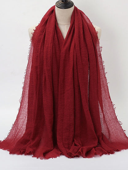 Plain Wrinkle Wrap Cotton Viscose Long Shawl Scarf Women Crinkle Hijab Shawl Muslim Head Hijab Scarf - LuckyFash™
