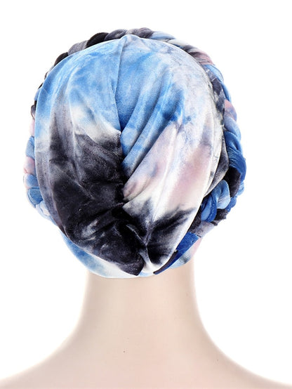 India Tie Dye Turban Cap Muslim Women Hijab Hair Care Hat Braid Headscarf Beanie Bonnet Islamic Headwear Wrap Hair Loss Cover - LuckyFash™