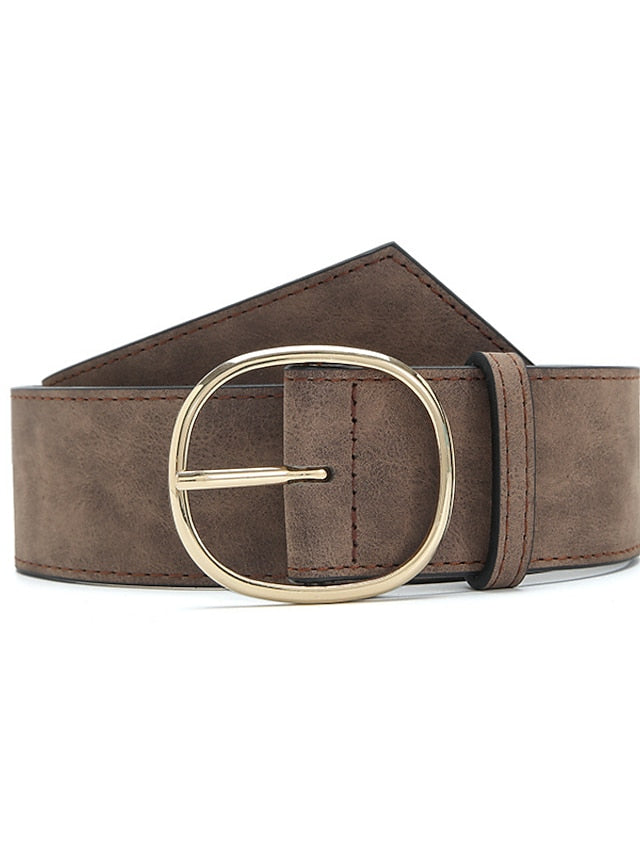 Women's Unisex PU Buckle Belt PU Leather Prong Buckle O-ring Classic Casual Party Work Black White Pink Red - LuckyFash™