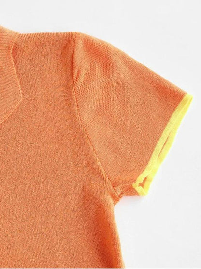 Half Button Ribbed Cropped T-shirt - LuckyFash™