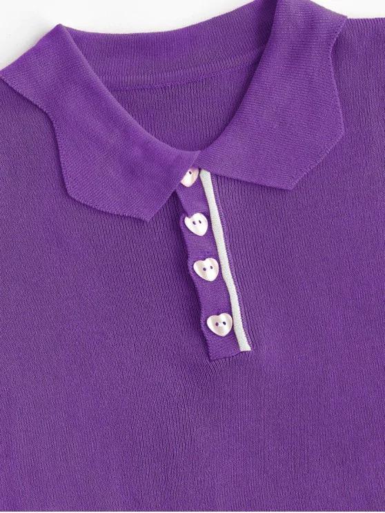 Half Button Ribbed Cropped T-shirt - LuckyFash™