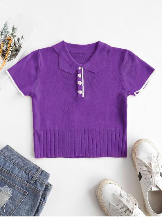 Half Button Ribbed Cropped T-shirt - LuckyFash™