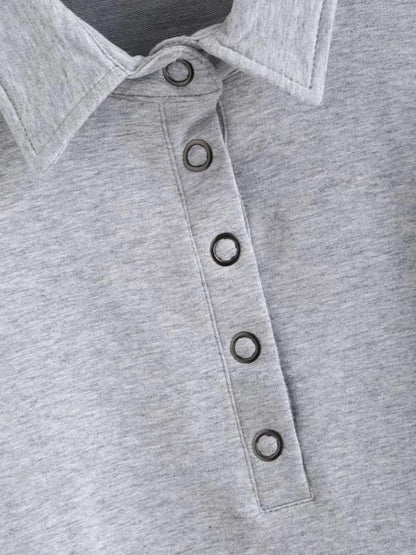 Half Button Toggle Drawstring Hem Cropped Sweatshirt - LuckyFash™