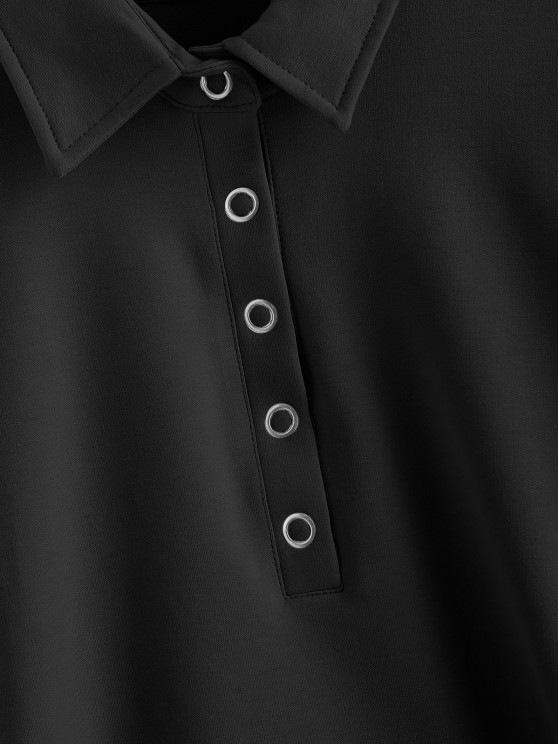 Half Button Toggle Drawstring Hem Cropped Sweatshirt - LuckyFash™