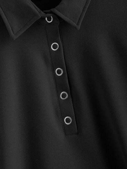 Half Button Toggle Drawstring Hem Cropped Sweatshirt - LuckyFash™