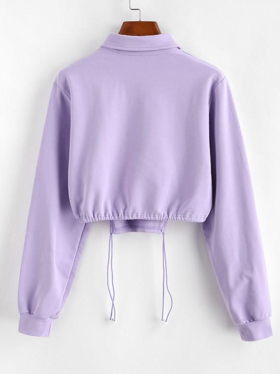 Half Button Toggle Drawstring Hem Cropped Sweatshirt - LuckyFash™