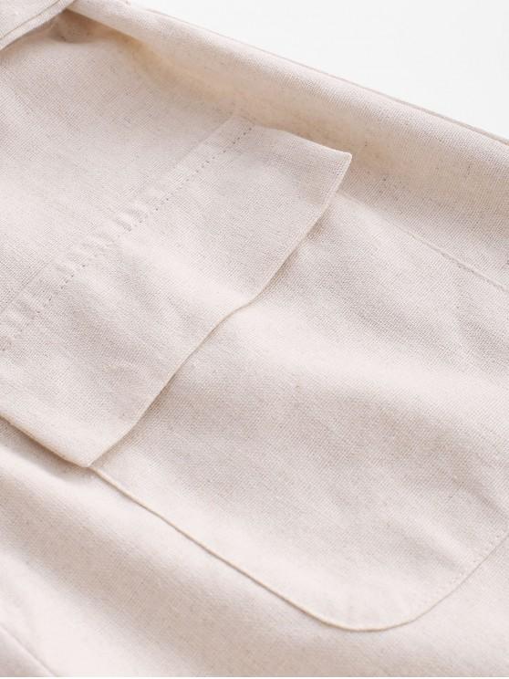 Half Buttoned Belted Flap Pockets Cargo Romper - LuckyFash™