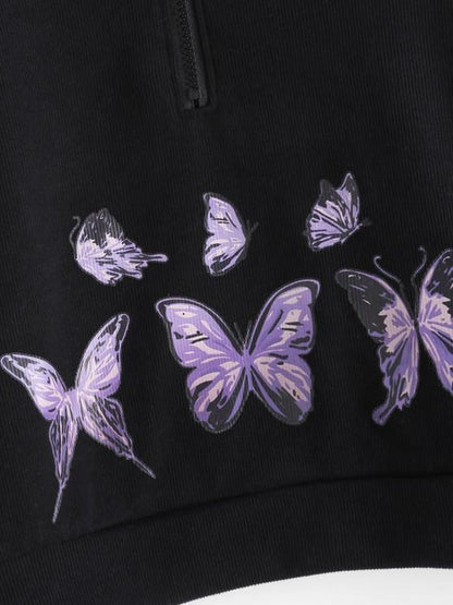 Half Zip Butterfly Colorblock Sweatshirt - LuckyFash™