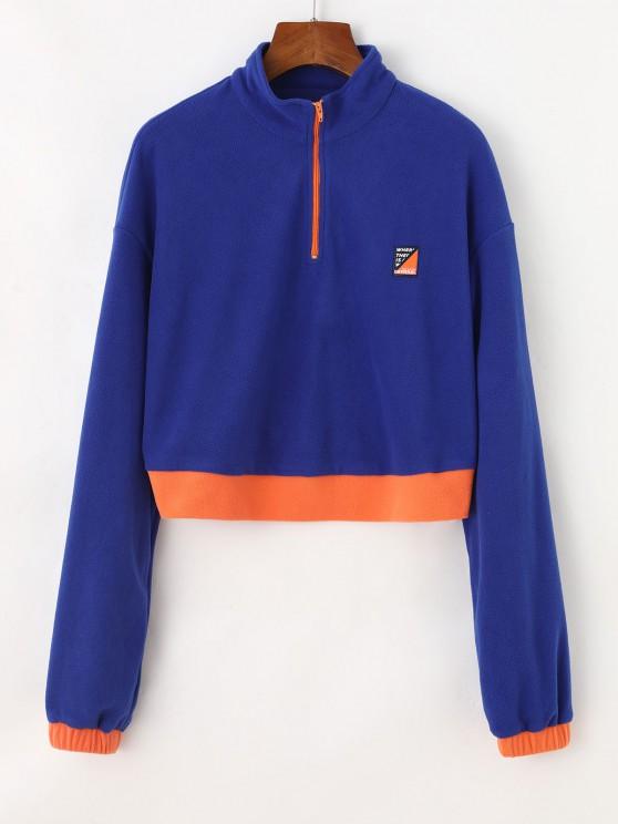 Half Zip Colorblock Fleece Crop Sweatshirt - LuckyFash™