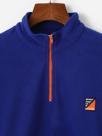 Half Zip Colorblock Fleece Crop Sweatshirt - LuckyFash™