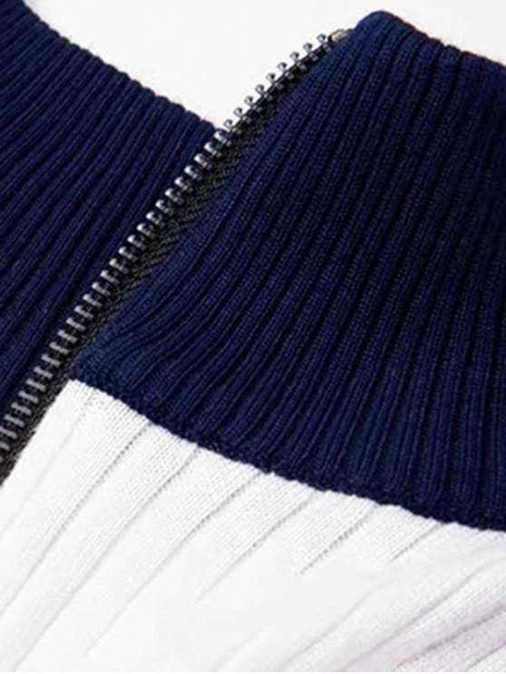 Half Zip Cropped Color Block Sweater - LuckyFash™