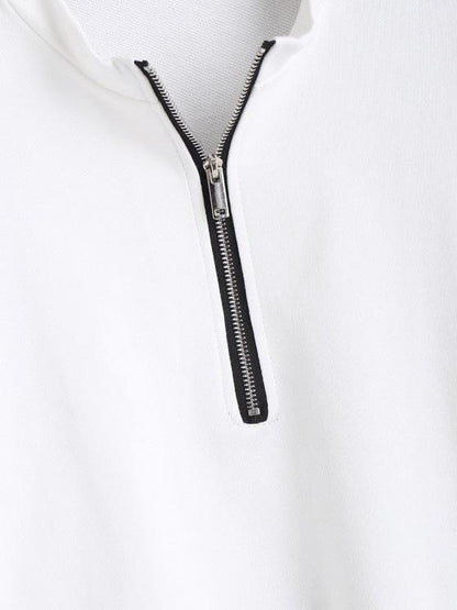 Half Zip Cropped Pullover Sweatshirt - LuckyFash™