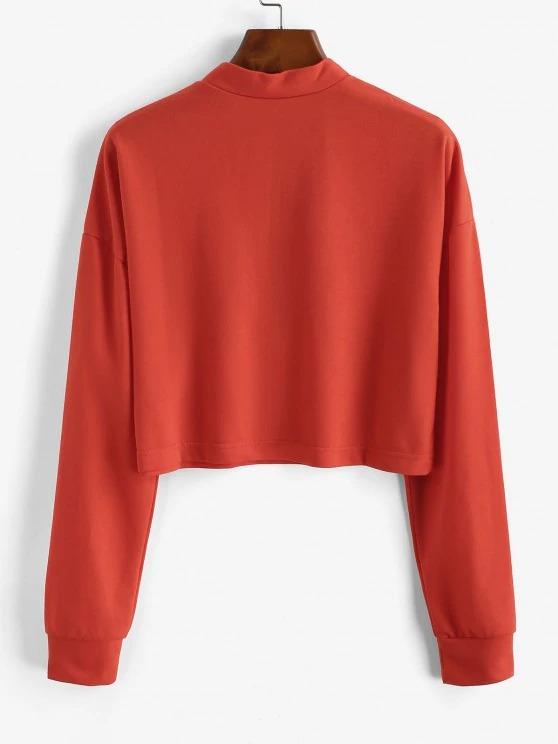 Half Zip Cropped Pullover Sweatshirt - LuckyFash™