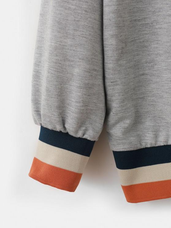 Half Zip Stripes Panel Letter Graphic Sweatshirt - LuckyFash™