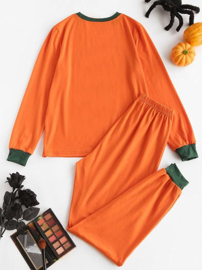 Halloween Funny Pumpkin Face Two Piece Pants Set - LuckyFash™