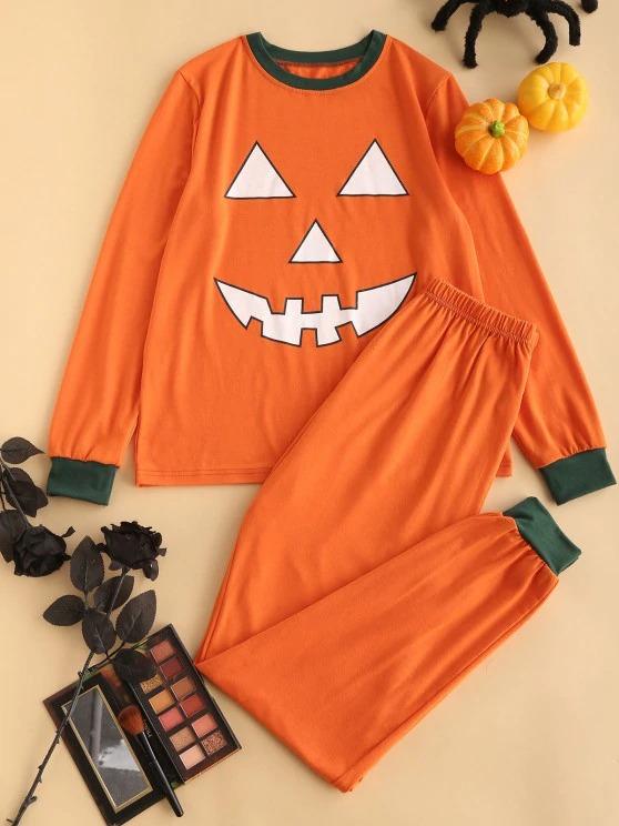 Halloween Funny Pumpkin Face Two Piece Pants Set - LuckyFash™