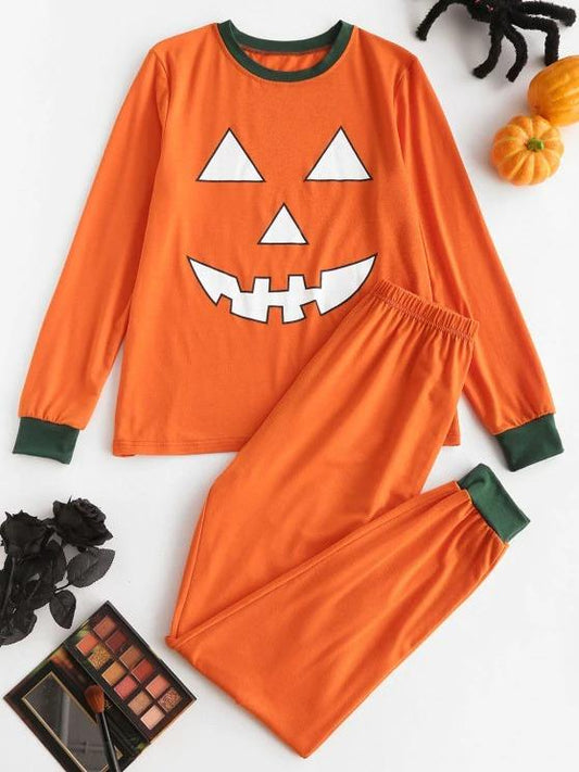 Halloween Funny Pumpkin Face Two Piece Pants Set - LuckyFash™