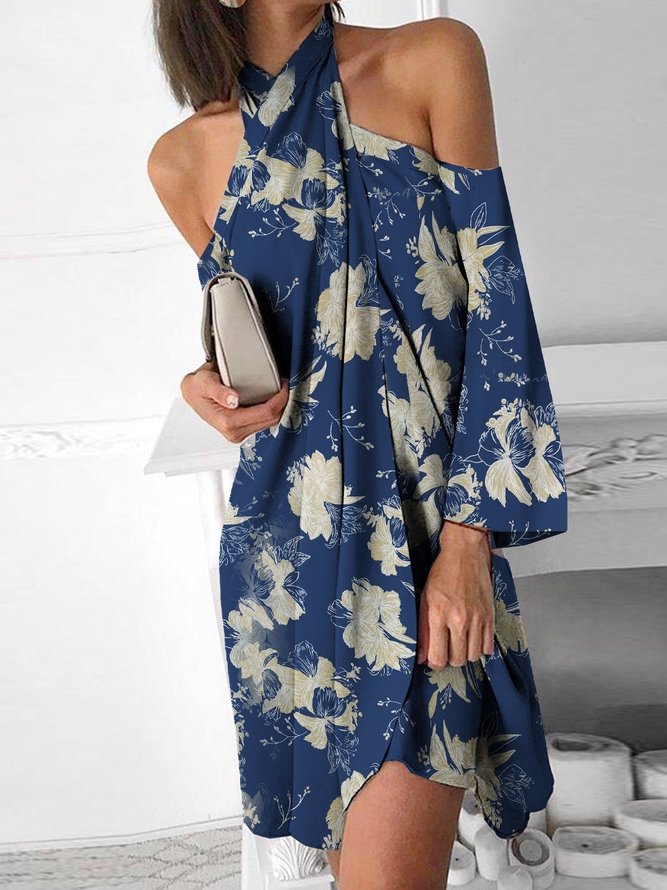 Halter A-Line Casual Long Sleeve Dresses - LuckyFash™