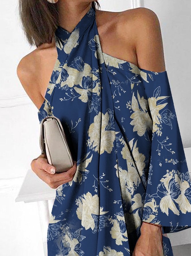 Halter A-Line Casual Long Sleeve Dresses - LuckyFash™