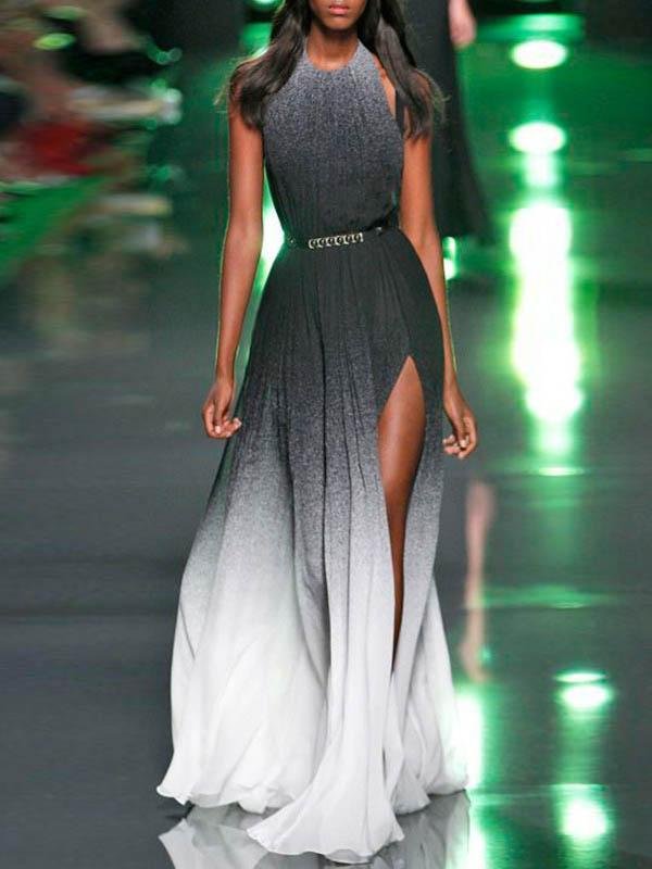 Halter Gradient High Waist Long Dress - LuckyFash™