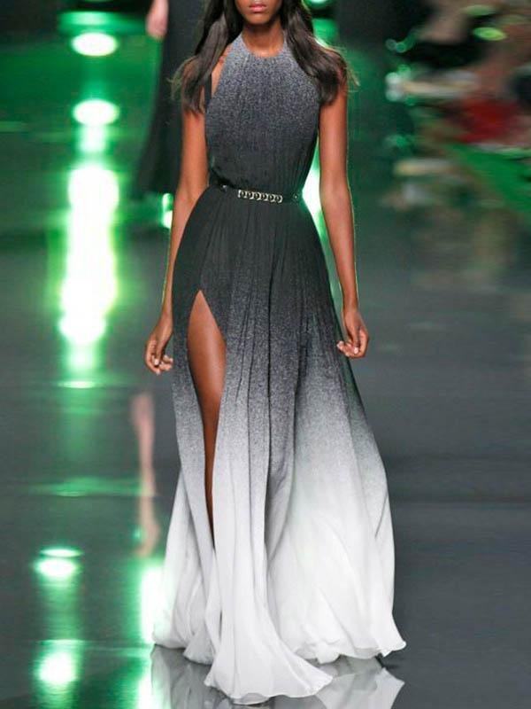 Halter Gradient High Waist Long Dress - LuckyFash™