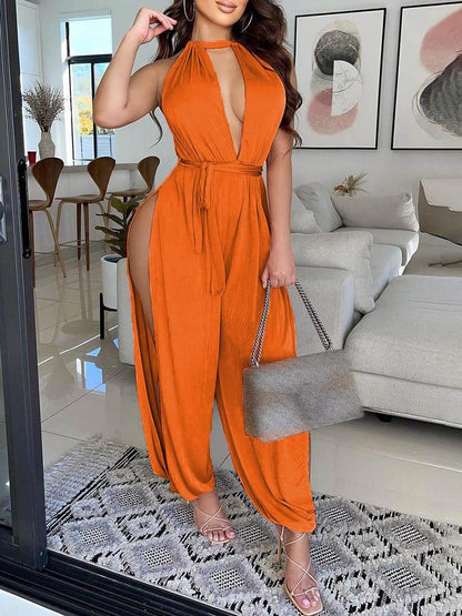 Halter Open Front High Slit Jumpsuit - LuckyFash™