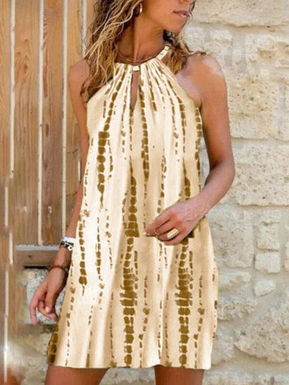 Halter Print Sleeveless Vest Dress - LuckyFash™