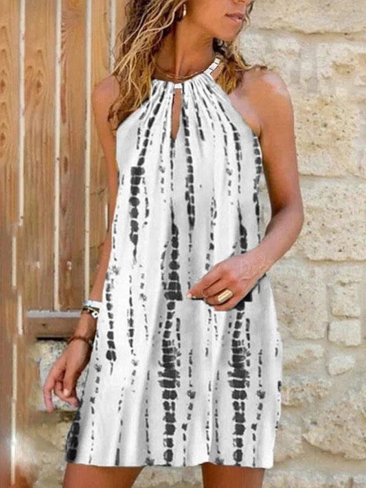 Halter Print Sleeveless Vest Dress - LuckyFash™