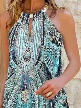 Halter Sleeveless Printed Casual Dress - LuckyFash™