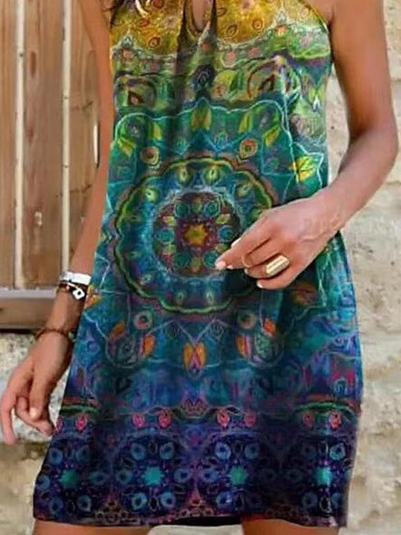 Halter Sleeveless Printed Casual Dress - LuckyFash™