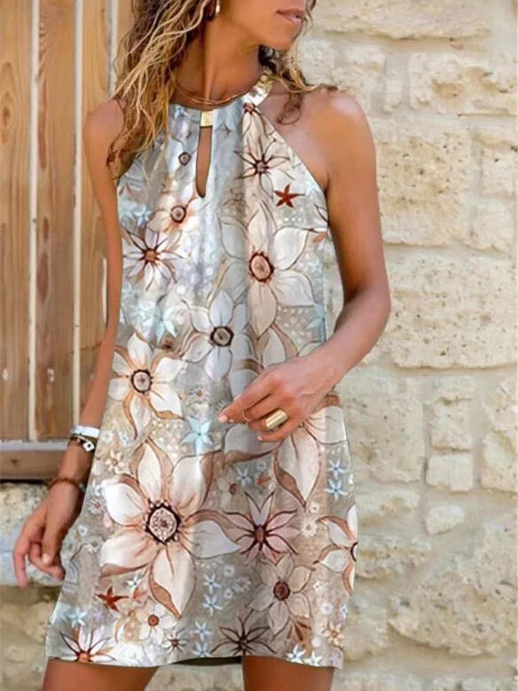 Halter Sleeveless Printed Casual Dress - LuckyFash™