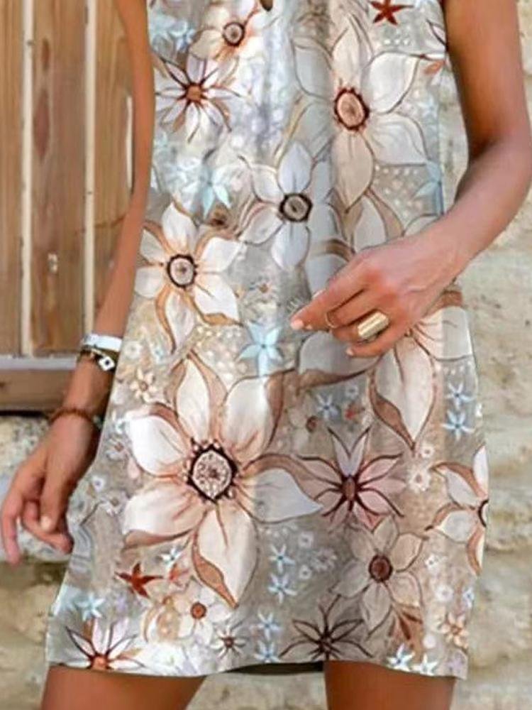 Halter Sleeveless Printed Casual Dress - LuckyFash™