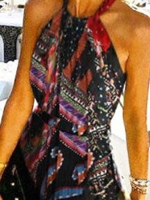 Halter Sleeveless Printed Pleated Dress - LuckyFash™