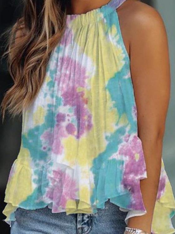 Halter Sleeveless Tie-Dye Printing Tank Tops - LuckyFash™