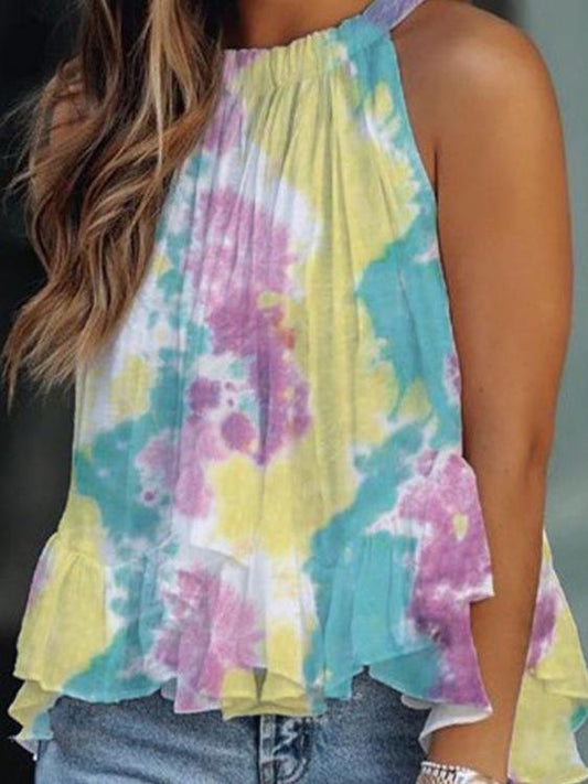 Halter Sleeveless Tie-Dye Printing Tank Tops - LuckyFash™