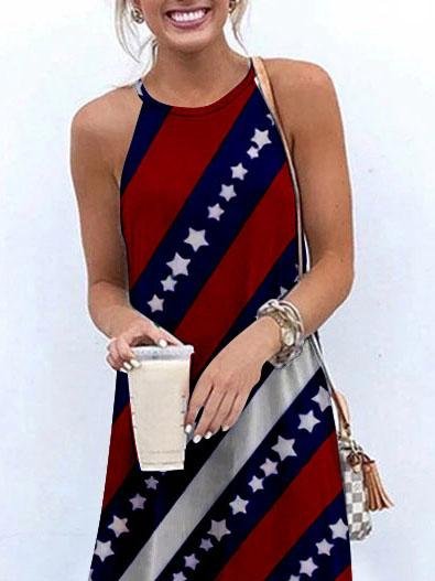 Halter Sling Irregular Slit Printed Dress - LuckyFash™