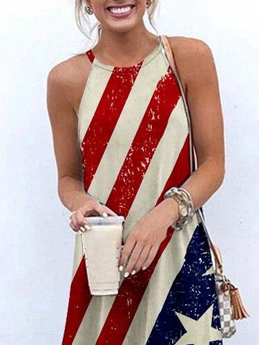 Halter Sling Irregular Slit Printed Dress - LuckyFash™