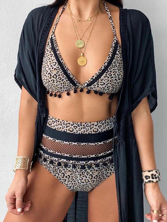 Halter Spaghetti Strap Cheetah Print Bikini - LuckyFash™