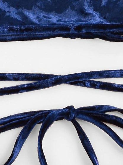 Halter Velvet Tied Co Ord Set - LuckyFash™