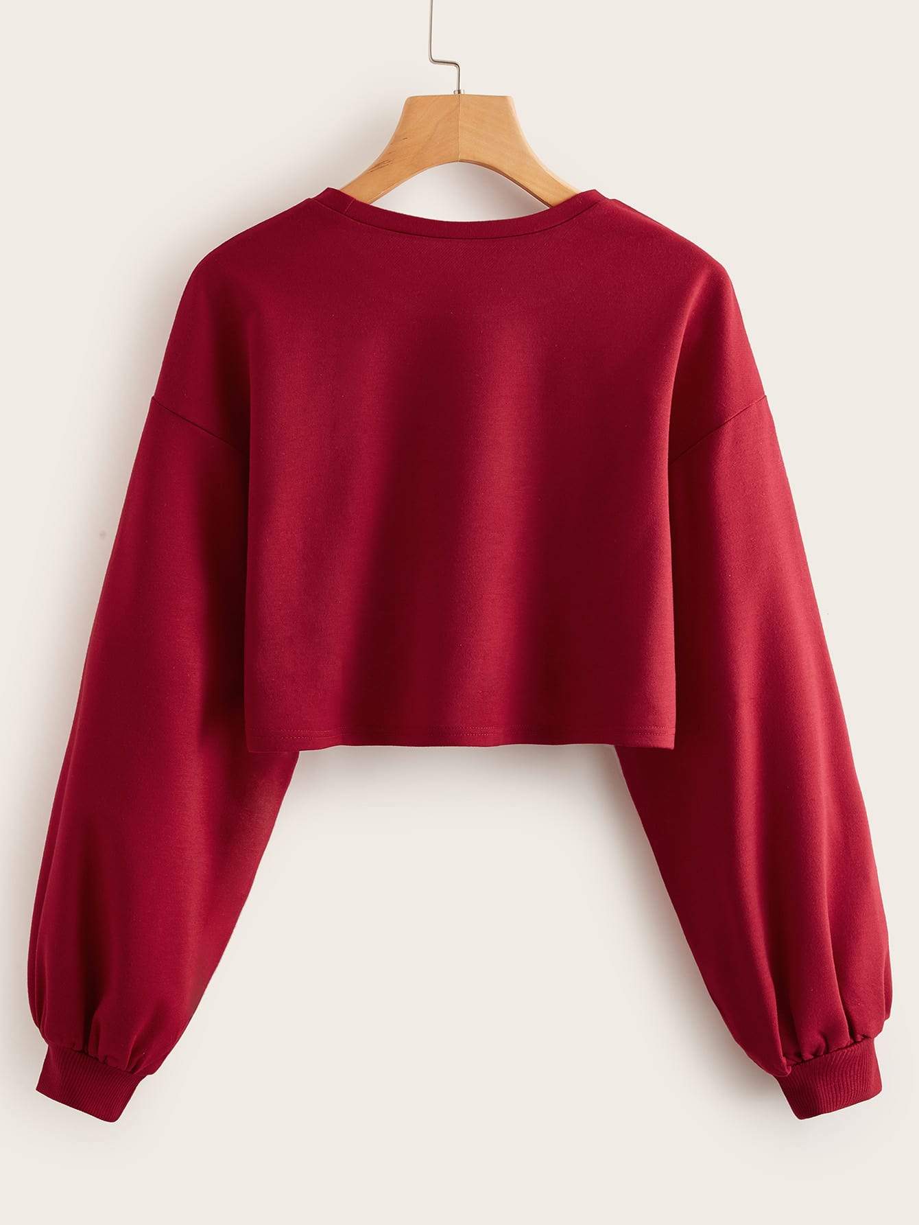 Hands Print Drop Shoulder Crop Sweatshirt - LuckyFash™