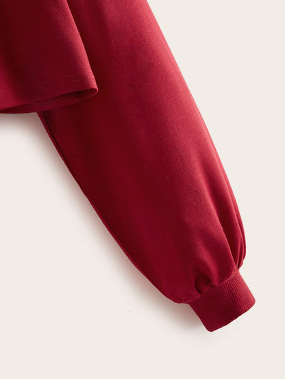 Hands Print Drop Shoulder Crop Sweatshirt - LuckyFash™