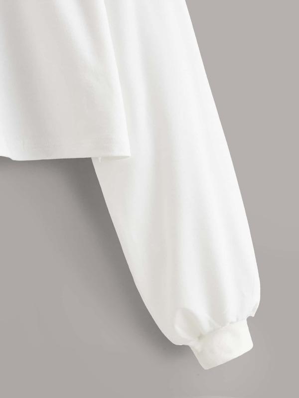 Hands Print Drop Shoulder Crop Sweatshirt - LuckyFash™